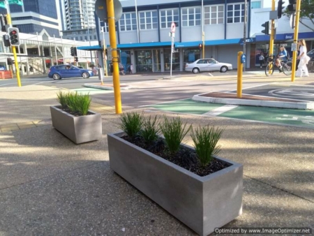 Concrete trough planters-straight-sided