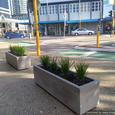 Concrete trough planters-straight-sided