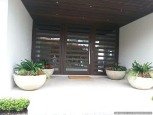 Grey sandstone hald spheres used at entranceway